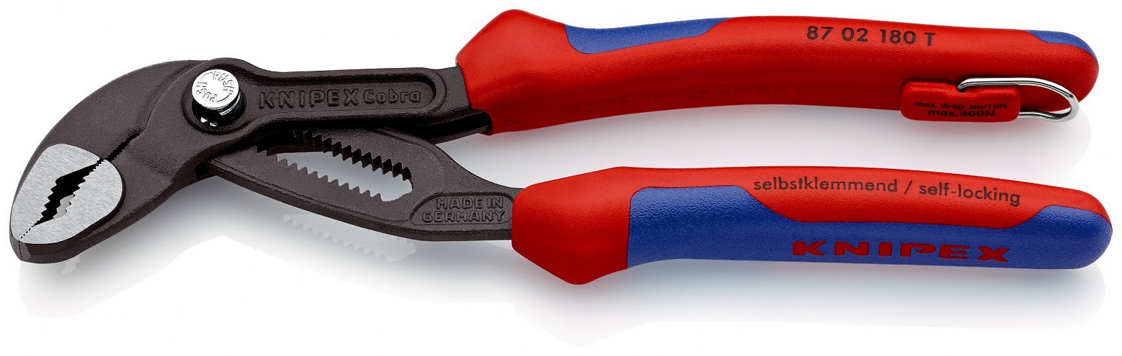 8702180T-00-1 Knipex papagaj - cevna klešta Cobra® 1 1/2 sa mogućnošću kačenja 87 02 180 T