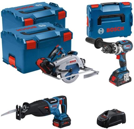 Set akumulatorskih alata Bosch 18V, bušilica, kružna testera, univerzalna testera, 0615990N38