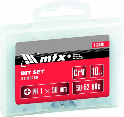 Set bitova PH1 , 50mm, 45X čelik, 10 delova u plastičnoj kutiji MTX 113809