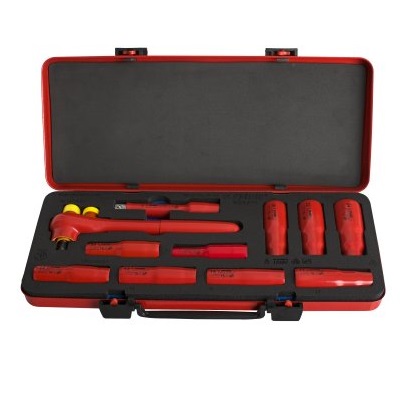 Unior 190VDE12P11L Ključevi nasadni dugi 1/2", izolovani, u metalnoj kutiji, 10 - 24/11, 625166