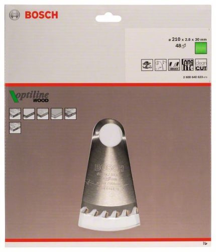 List kružne testere Optiline Wood Bosch 2608640623, 210 x 30 x 2,8 mm, 48