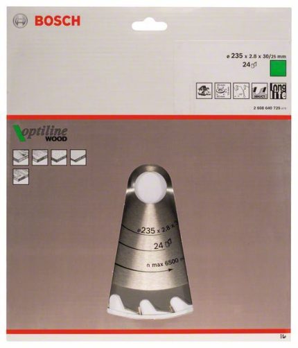 List kružne testere Optiline Wood Bosch 2608640725, 235 x 30/25 x 2,8 mm, 24