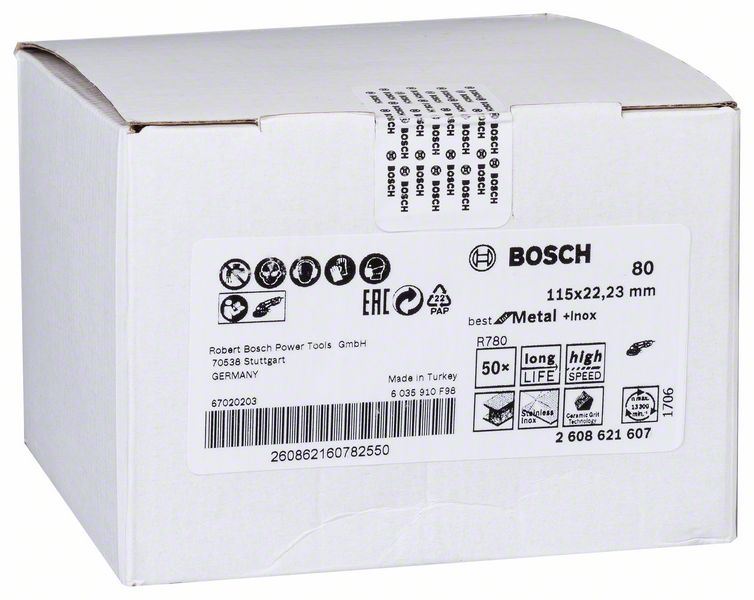 3165140915199 Brusni fiber disk R780, Best for Metal + Inox Bosch 2608621607, 115 x 22,23 mm, G80