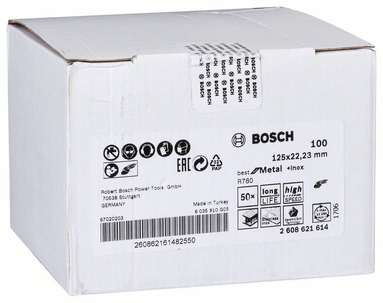 3165140915267 Brusni fiber disk R780, Best for Metal + Inox Bosch 2608621614, 125 x 22,23 mm, G100