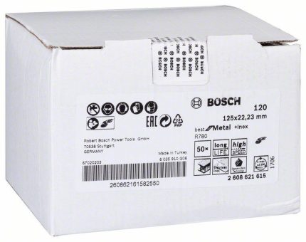 Brusni fiber disk R780, Best for Metal + Inox Bosch 2608621615, 125 x 22,23 mm, G125