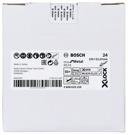 X-LOCK vlaknaste brusne ploče, Ø125 mm, G 24, R574, Best for Metal, 1 komad Bosch 2608619159, D= 125 mm; K= 24
