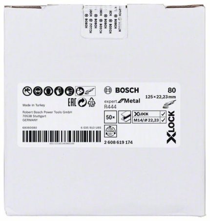 X-LOCK vlaknaste brusne ploče, Ø125 mm, G 80, R444, Expert for Metal, 1 komad Bosch 2608619174, D= 125 mm; G= 80