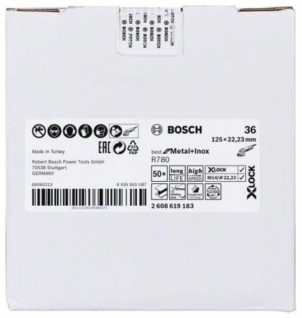 X-LOCK vlaknasta ploča, 125 mm, G36, zvezdasta rupa, R780 Best for Metal + Inox Bosch 2608619183, 125 x 22,23 mm, G36