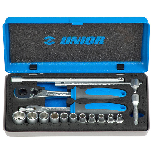 611996 Unior 188BI Ključevi nasadni, prihvat 1/4", u metalnoj kutiji, 4 - 13/16, 611996