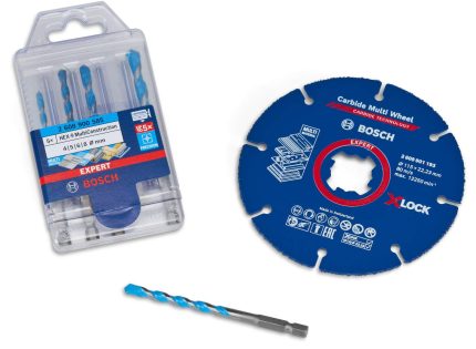 Bosch EXPERT set sa Carbide Multi Wheel X-LOCK reznom pločom 115mm i setom HEX-9 MultiConstruction burgija, 061599765J