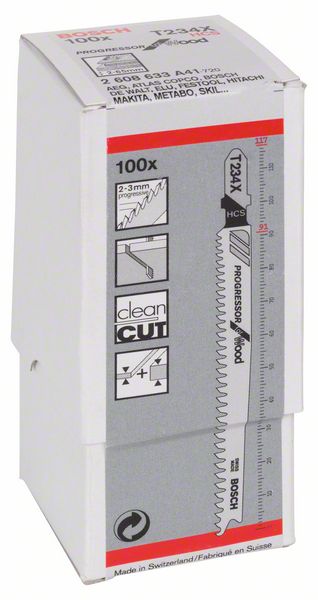 Bosch list ubodne testere T 234 X Progressor for Wood, pakovanje 100 komada, 2608633A41