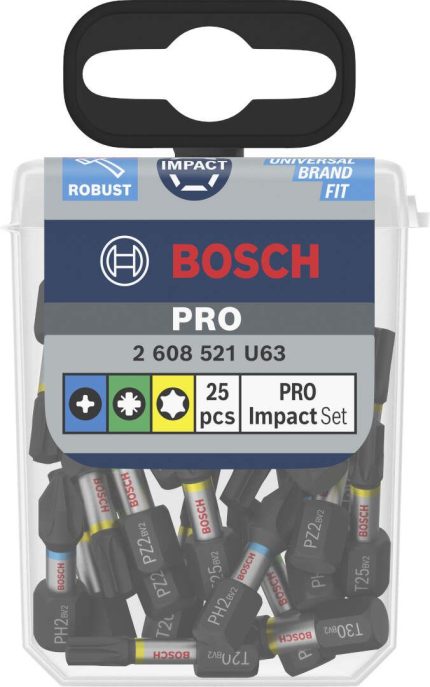 Bosch PRO Impact mešani set PH2(x5, PZ2(x5, T20(x5, T25(x5, T30(x5, 25 mm 25/1, 2608521U63