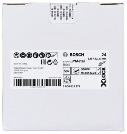 X-LOCK vlaknaste brusne ploče, Ø125 mm, G 24, R444, Expert for Metal, 1 komad Bosch 2608619171, D= 125 mm; K= 24