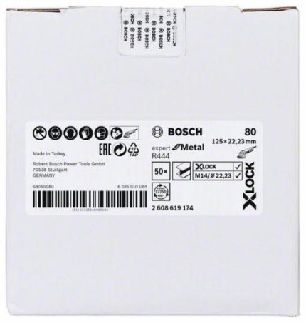 X-LOCK vlaknaste brusne ploče, Ø125 mm, G 80, R444, Expert for Metal, 1 komad Bosch 2608619174, D= 125 mm; G= 80