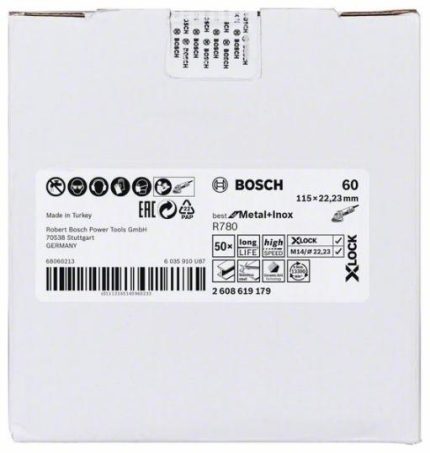 X-LOCK vlaknasta ploča, 115 mm, G60, zvezdasta rupa, R780 Best for Metal + Inox Bosch 2608619179, 115 x 22,23 mm, G60