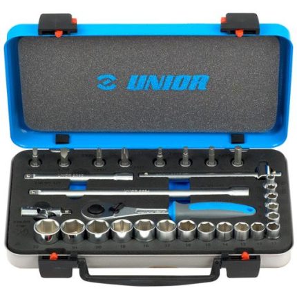 Unior 239C Ključevi nasadni, prihvat 3/8", u metalnoj kutiji, /30, 613072