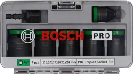 Bosch PRO Impact Socket Set sa adapterom, 1/2", standardni, 7 delova, 2608003032
